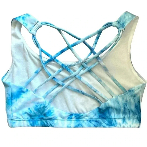 Onzie City Bra NWT CrissCross Strap Blue Tie Dye - Picture 2 of 7
